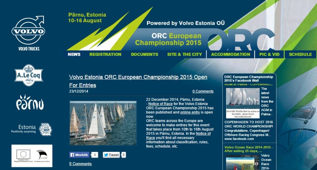 Volvo Estonia ORC 2015 EM-i korraldajad ootavad purjetajaid regatile registreeruma